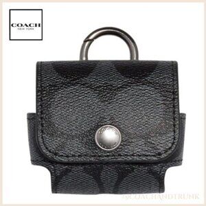 NWT COACH Charcoal and Black Earbud Case